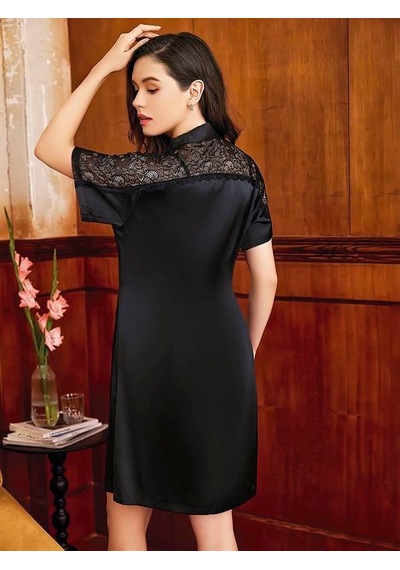 Aria's Closet Arias Closet Özel Tasarım Dantel İşlemeli Şık Göğüs Dekolteli Yır Siyah