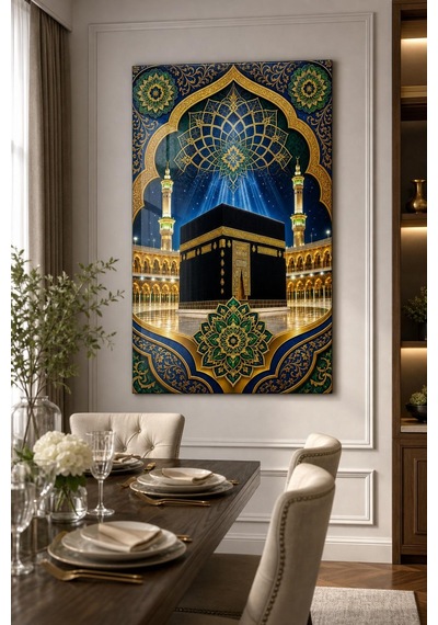 Kabe Desenli Baskılı Cam Tablo İslami Dekoratif Uv Baskı Duvar Tablosu
