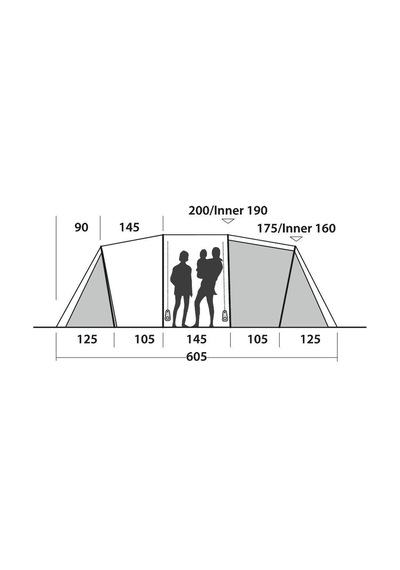 Easycamp Huntsville Twin 600 14,5m² Blackroom 6 Kişilik Yüksek Aile Çadırı 120409 Çok Renkli