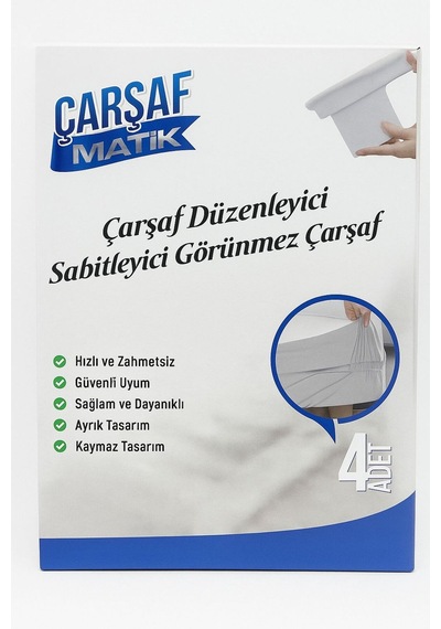 Çarşaf Kilidi Çarşaf Düzenleyici 4'lü Set Beyaz