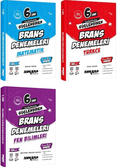 Ankara 2025 6. Sınıf Matematik + Türkçe + Fen Bilimleri Güçlendiren Branş Denemeleri Seti 3 Kitap