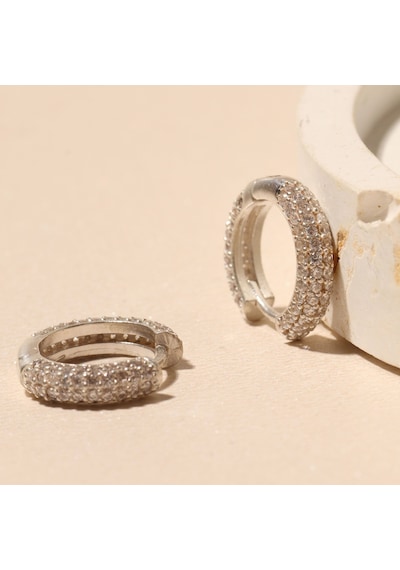 Taşlı Halka Küpe 718878 Silver Gümüş