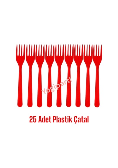 Plastik Çatal 25'li Kırmızı Çatal Renkli Tüm Yaşlar