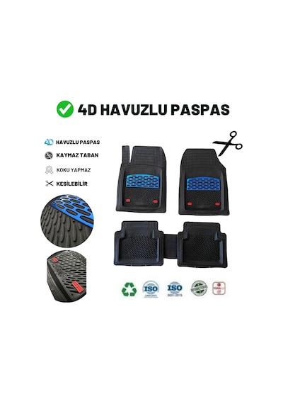 Tipo 1995 Uyumlu Havuzlu Üniversal Maxi Paspas Siyah - Mavi
