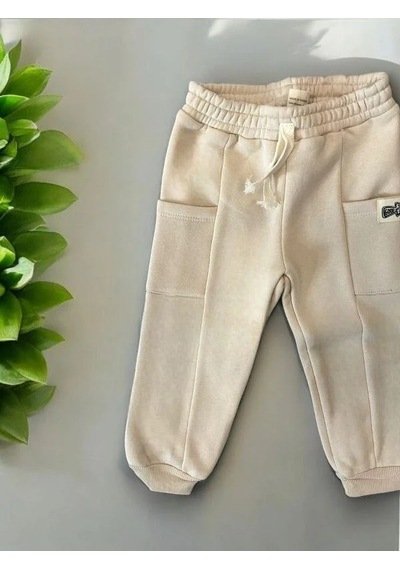 Zekids Çocuk 3 İplik Şardonlu Eşofman Alt-14209 Krem