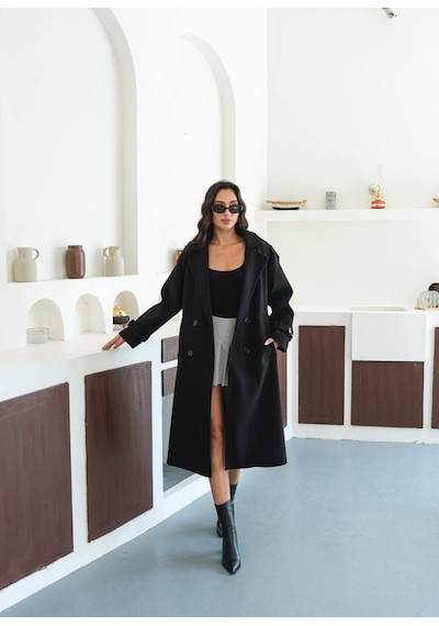 Zeynep Öykü Style Kadın Oversize Kaşe Kaban