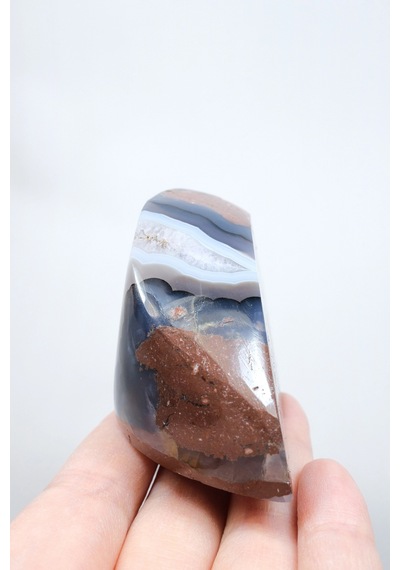 Ametist Akik Serbest Form, Tamamen Cilalanmış Parıldayan Druzy Cep & Bantlı Oniks Akik, 153g