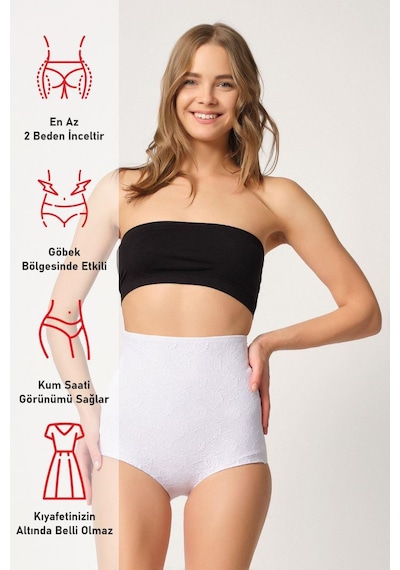 Beyaz Mı Emay 2842 Lazer Dantelli Slip Korse Beyaz