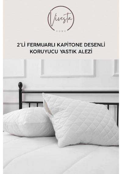 Ter Geçirmez Koruyucu Yastık Alezi 2 Li Beyaz