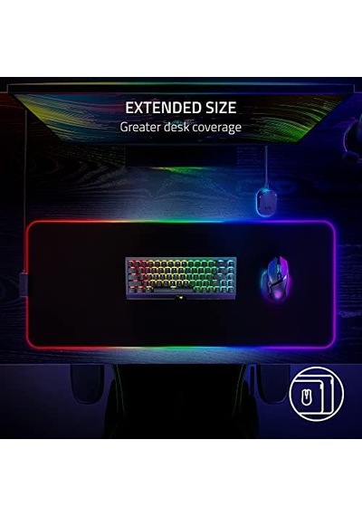 Strider Chroma - Chroma Rgb İle Hibrit Oyun Mouse Mat Hibrit Yumuşak/sert Mat, 19 Chroma Rgb Aydınlatma Bölgesi, Kaymaz Taban, Dikişsiz Kenarlar Siyah