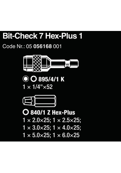Wera Bits Seti HexPlus Bit-Check 7 Universal 1 05056168001