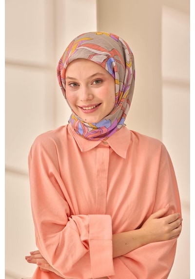 Silk Home Olinda İpek Eşarp 47003-31 Gri, Pembe, Somon, Mavi Lila, Sarı