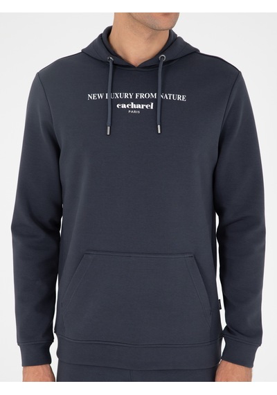 Antrasit Regular Fit Pamuk Karışımlı Kapüşonlu Sweatshirt Gri