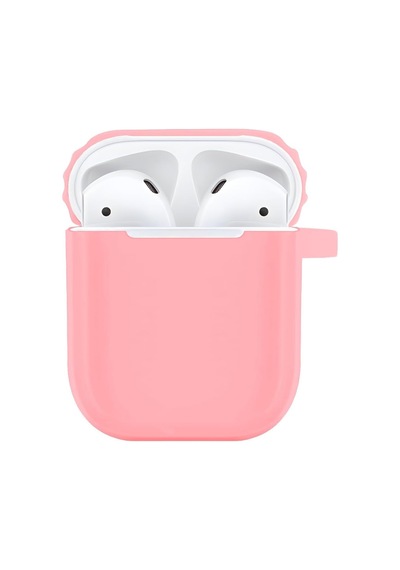 Airpods 1/2 Uyumlu Rubber Silicone Case Kancalı Yumuşak Silikon Kılıf Airpods 1 Ve 2 Uyumlu Kulaklık Kılıfı Pembe