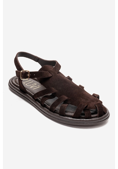 Luvishoes Alone Kahverengi Süet Hakiki Deri Kadın Sandalet
