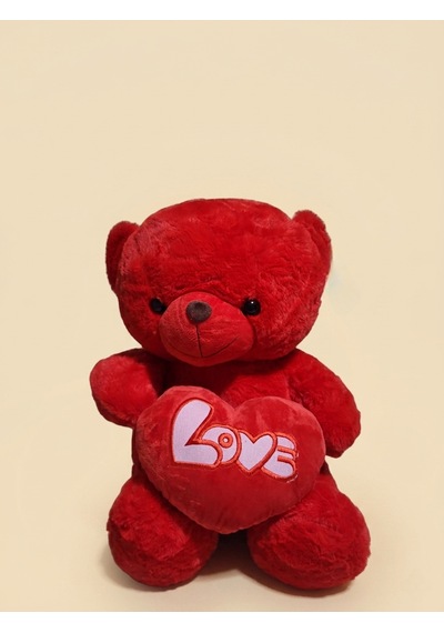 Love Kalpli Ayıcık Peluş 50 Cm Kırmızı
