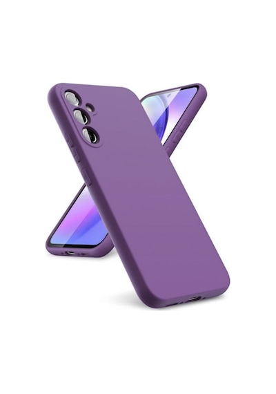 Samsung Galaxy A37 Uyumlu Silikon Kılıf - Pastel Renk Tonu Kamera Korumalı Esnek Kapak - Mor