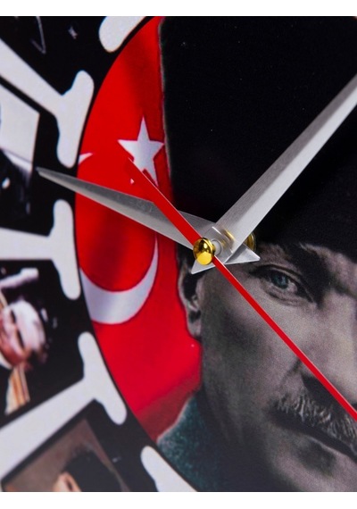 Deep Craft Dekoratif Ahşap Duvar Saati Salon,ofis,büro,ev Şık Tasarım-parçalı Atatürk Çok Renkli