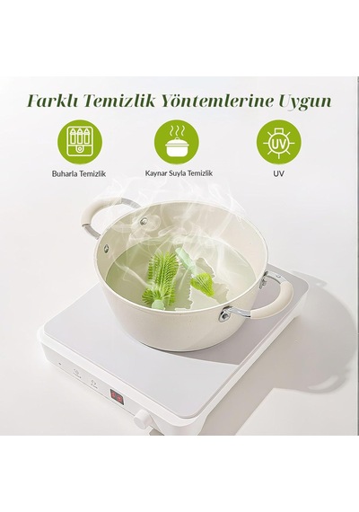 Valkyrie Ayıcık Seyahat Biberon Emzik Pipet Temizleme Seti Silikon Fırça Kurutma Standı Taşıma Kutusu Yeşil