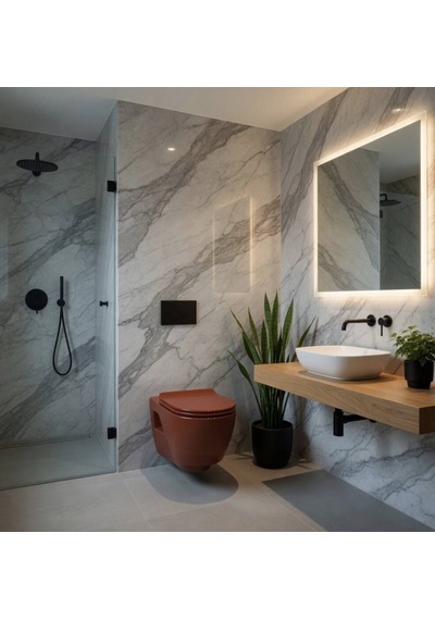 Ece Banyo - Ronda Design Dışı Kırmızı, İçi Beyaz Asma Klozet, Kapak Hariç - 7623-1- Diğer