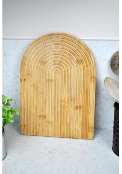 Bambu Gökkuşağı Sunum Tahtası Dalgalı Dekoratif Peynir Servis Tepsi- 32x24 Cm Diğer