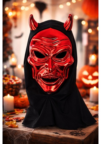 Parlak Kırmızı Şeytan Kafatası Maske Nefes Alabilen Dayanıklı Halloween Cosplay Parti Aksesuarı