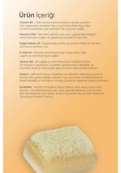 Doğal Peeling Kabak Lifli Aloevera Özlü El Yüz & Vücut Sabunu
