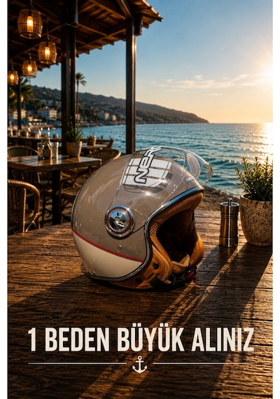 Nero Retro Motosiklet Kask - Ece Sertifikalı Sarı