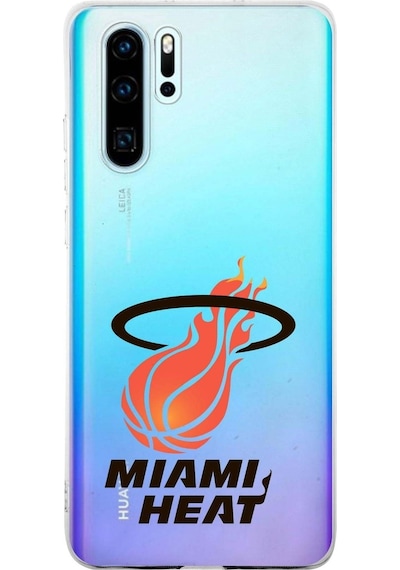 Huawei P30 Pro Uyumlu Kapak Miami Heat Tasarımlı Şeffaf Silikon Kılıf Şeffaf