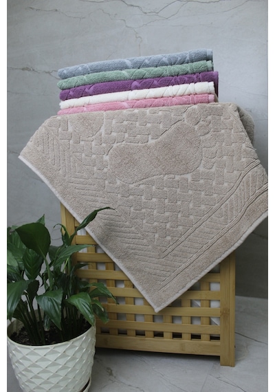 Buççin Online Mağaza Senya Pamuklu Çift Kat Dokuma Bej Ayak Havlusu 50x70 Orta 6 - 12 Mm Pamuk Gri Çok Renkli