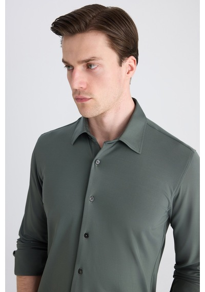 Twn Slim Fit Haki Örme Gömlek 5ec02ad04259m Çok Renkli