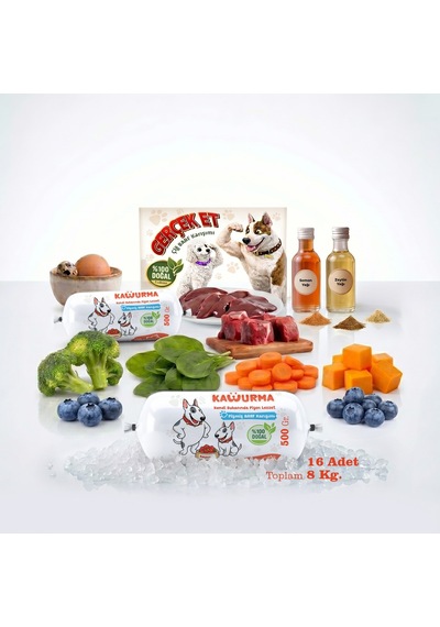 Kavurma Pişmiş Barf Köpek Maması 8 Kg - 500 G X 16