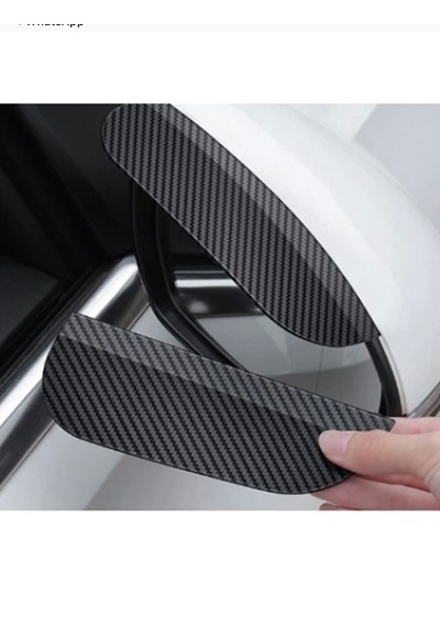 Schulzz Carboncar Oto Abs Plastik Klips Geçmeli Karbon Görünüm Yağmur Koruyucu Yan Ayna Siperlik 2 Adet