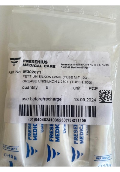 Fresenius Medical Care L 250 L Unisilikon Gres Yağ 5 x 10 G