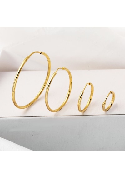 Bilezikci Altın Halka Küpe 14 Ayar 3,5 Cm. Çaplı Kpads14k29579
