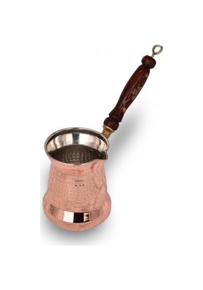 Turna Bakır Sultan Cezve 4 No İnce Ahşap Kulp 5 Fincan Makine Dövmesi