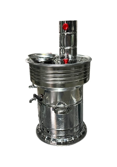 Odunlu Çift Musluklu Çelik Semaver 7 Lt -107