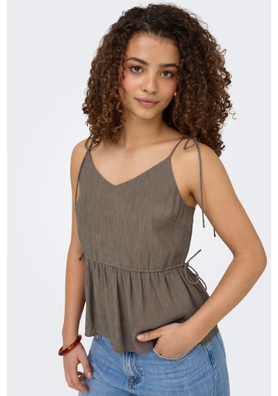 Only Onlnele Regular Fit V Yaka Bağlama Detaylı İnce Askılı Bluz Bayan Bluz 15370325 Vizon VİZON