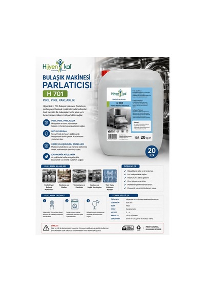 Hijyenkal Bulaşık Makinesi Parlatıcısı H 701 20 Kg