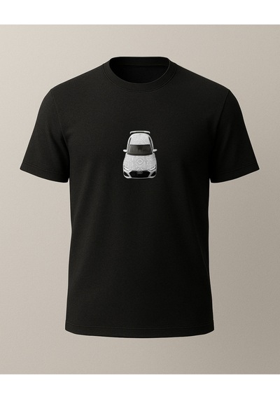 Etnik Rs7 Baskılı T-shirt Siyah
