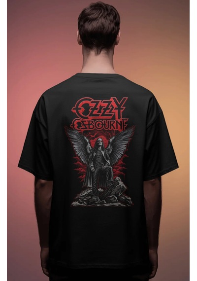 Ozzy Osbourne Black Sabbath Rapper Şarkıcı Baskılı Unisex Oversiz Siyah