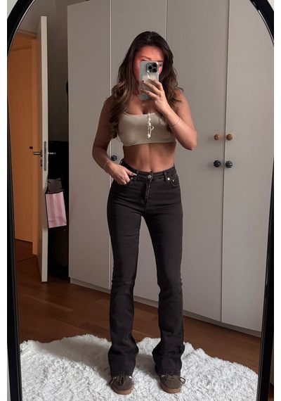 Açelyaokcu High Waist Flare Leg Full Length Stretch Jean Acı Kahverengi Açelyaokcu High Waist Flare Leg Full Length Stretch Jean Acı Kahverengi