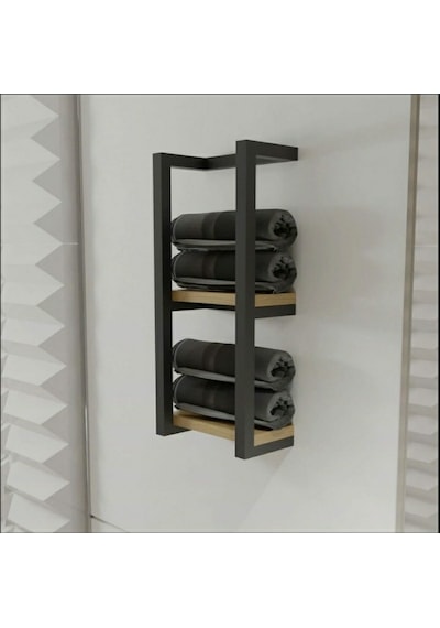 Açelya Metal Raf Organizer Ve Havluluk Askısı Siyah