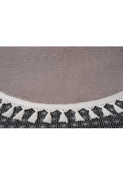Vl Oval Comfort Ponpon Saçaklı Peluş Post Yolluk Kahverengi Oval Kahverengi Ponpon Saçak