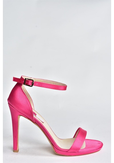 Fox Shoes Fuşya Saten Kumaş İnce Bantlı Kadın Topuklu Ayakkabı M348072404 Fuşya