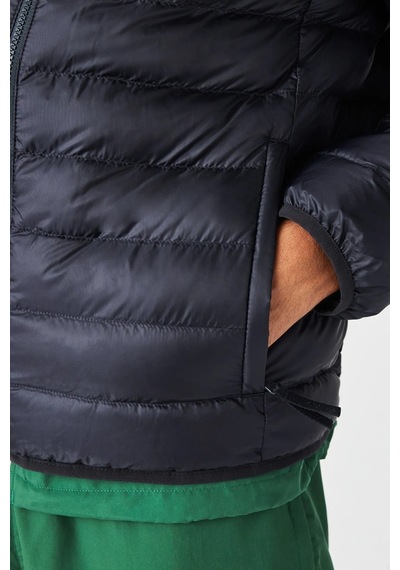 Lacoste Thermore Certified Synthetic Fill Jacket Kapüşonlu Şişme Erkek Mont Lacivert Lacivert