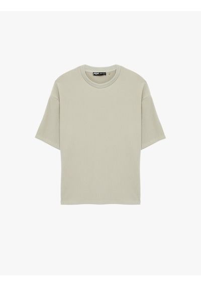 Koton Kısa Kollu Bisiklet Yaka Pamuklu Basic Oversize Tişört Haki 6sam10279mk Haki