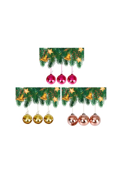 Yılbaşı Çam Ağacı Süsü Fuşya - Gold - Rose Gold 4 Cm 18'li