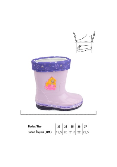 Gezer Kışlık Prenses Kız Çocuk Yağmur Çizme Gc2kfm.00647.00.x49.j49 Lila