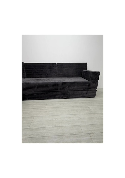 Premium Kadife Kumaş, Konforlu Yer Kanepesi ,modüler Şark Köşesi Takımı - Antrasit - 40 Cm- L Set